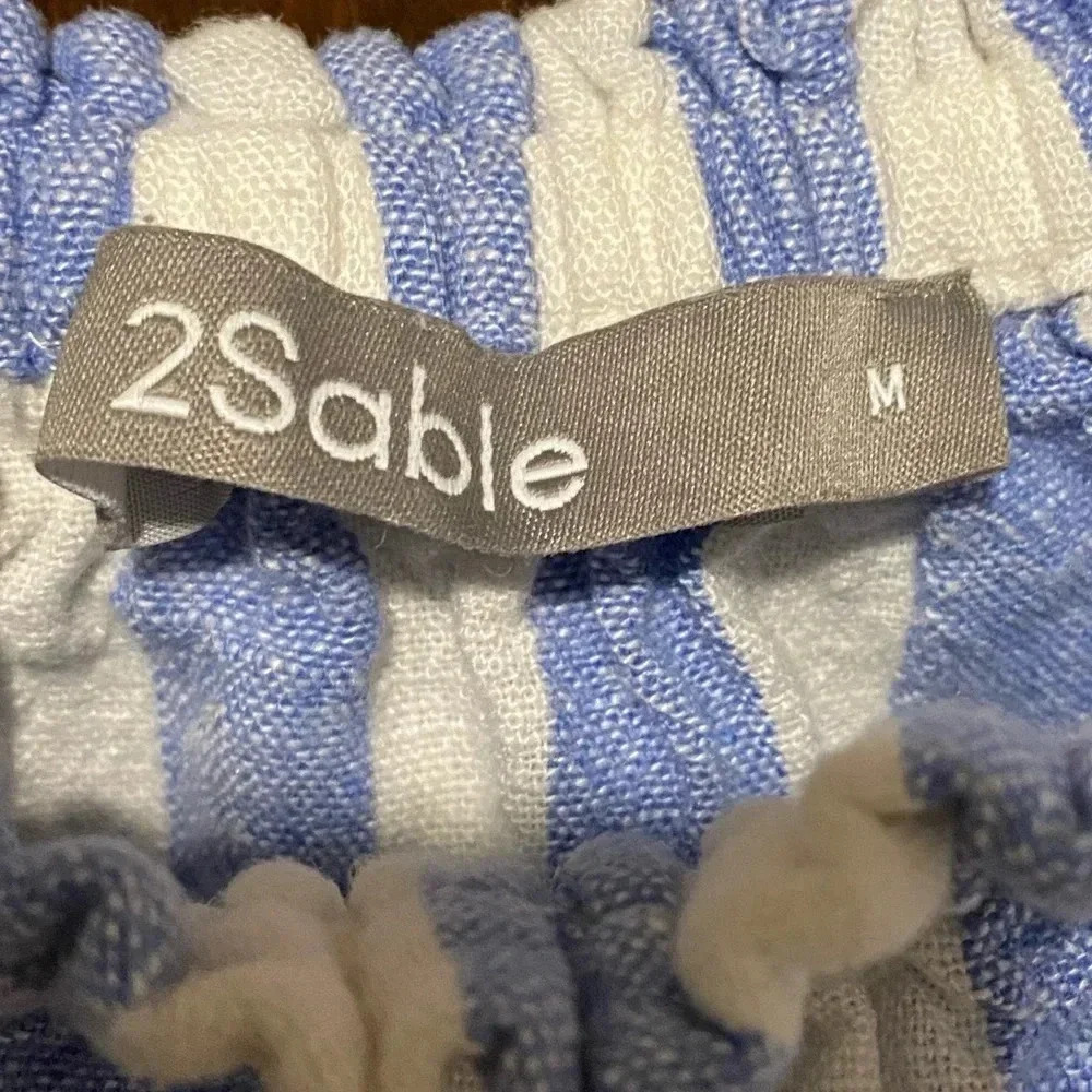 ROMPER linen blend Size M blue/white striped - Picture 5 of 7